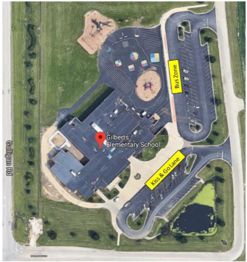 GES Map showing designated Kiss & Go lane and Bus Zone